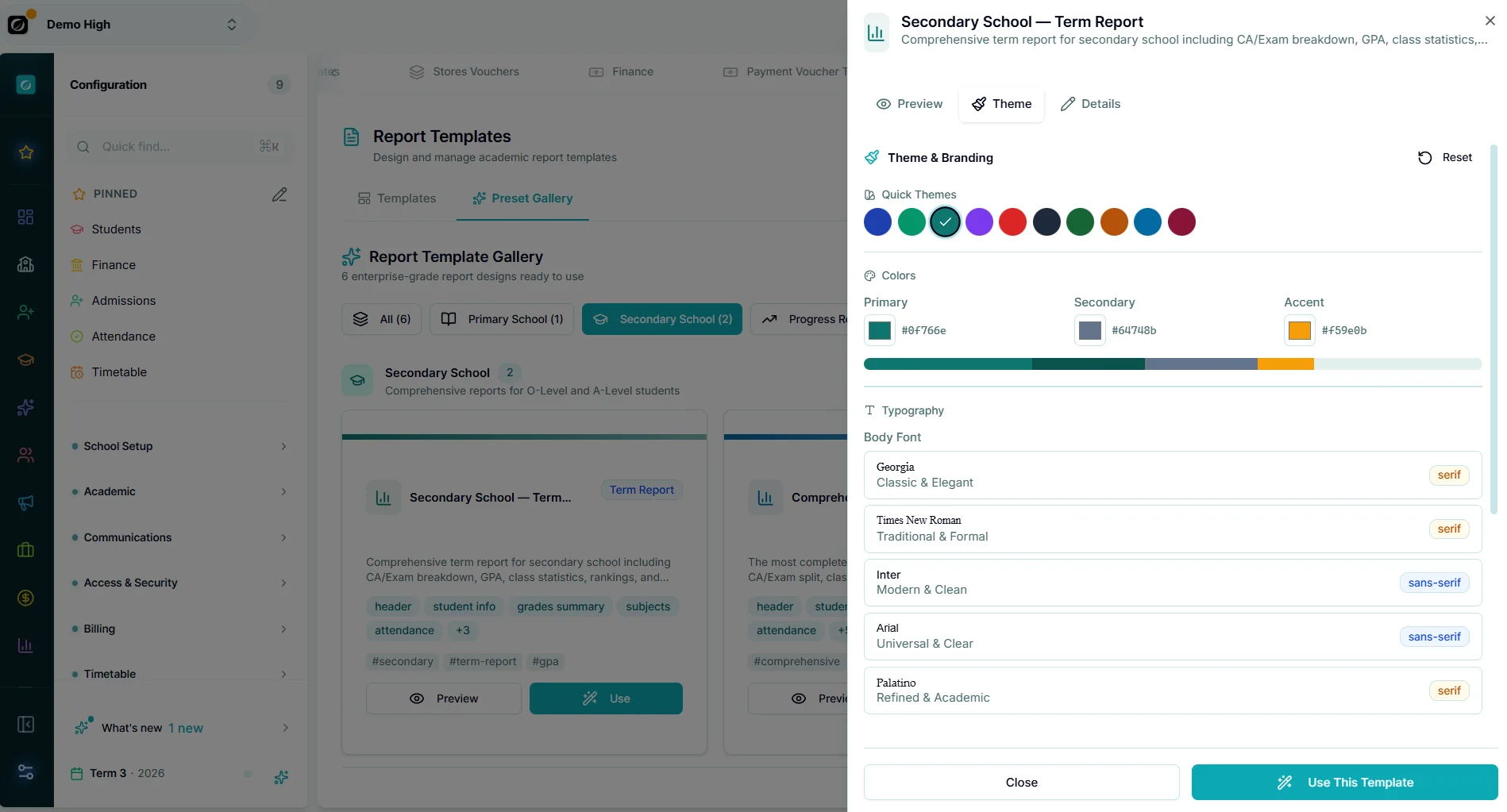 Academic reports — Makronexus product screen
